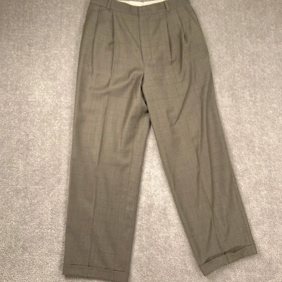 Chaps Ralph Lauren Suit Men 40R 30W 29L Brown Green PlaidHoundstooth Canada Suits